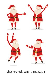 Happy smiling Santa Claus icon isolated on white background. Vector illustration with funny wintertime character in red costume with white fluffy beard