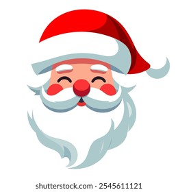happy smiling santa face. Vector.