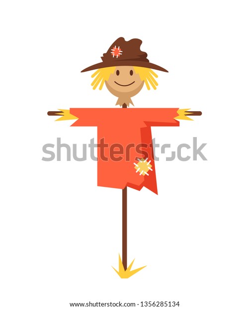 Joyeux Personnage D Epouvantail Souriant Image Vectorielle Image Vectorielle De Stock Libre De Droits