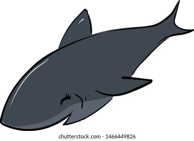 Tiburón sonriente feliz, ilustración, vector de fondo blanco.