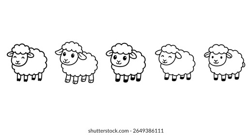 Happy smiling sheep outline drawing ideal for, vector art, t-shirts, websites, products
