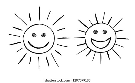 Happy smiling smiley. Vector drawing.