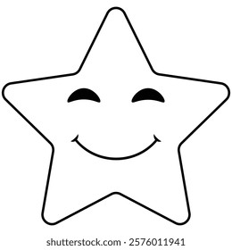 Happy smiling star icon, perfect for children's illustrations, greeting cards, or playful designs. A simple, cheerful image.