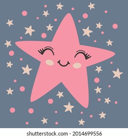 happy smiling star, shining in the space, cool trip