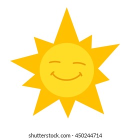 happy smiling sun flat icon