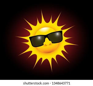 a happy smiling sun with sun glasses