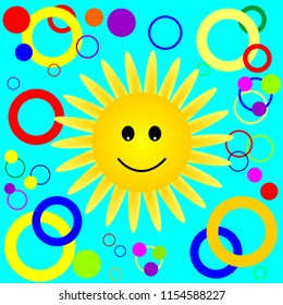Happy Smiling Sun Pattern. Vector graphic background.