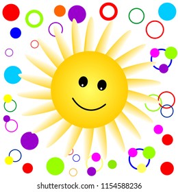 Happy Smiling Sun Pattern. Vector graphic background.