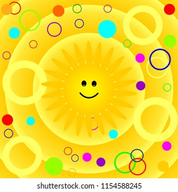 Happy Smiling Sun Pattern. Vector graphic background.