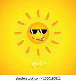 happy smiling sun with sunglasses on yellow background vector Illustration EPS10