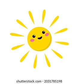 Feliz sonriente ilustración del vector solar. Carácter de garabato del tiempo corto