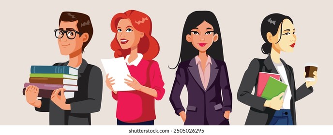 
Happy Smiling Teachers Vector Cartoon illustration. Group of professors going back to school
