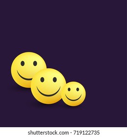 Happy smiling three faces with a purple background