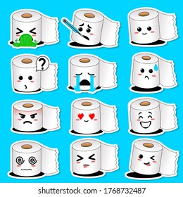 Happy smiling toilet paper character. Flat design cartoon kawaii style illustration. Vector illustration