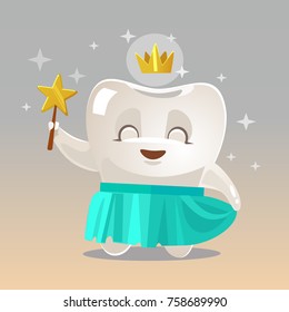 Happy smiling Tooth Fairy character. Vector cartoon illustration