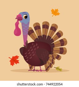  Happy smiling turkey. Thanksgiving day concept. Vector flat cartoon illustration