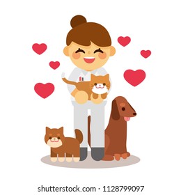 
Happy smiling veterinarian flat illustration. Vector EPS10