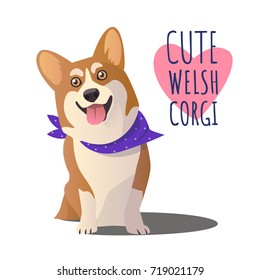 Happy smiling Welsh Corgi dog. Character mascot. Vector clip art