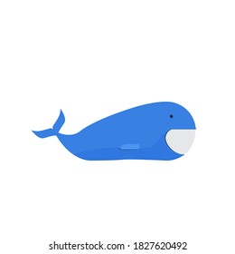 Happy smiling whale. Adorable ocean animal, joyful wild marine mammal, cute seaworld dweller. - Vector