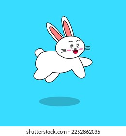 Happy smiling white Rabbit jumping illustration