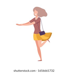Happy Smiling Woman, Happy Attractive Girl Character Wearing Casual Stylish Clothes Flat Vector Illustration