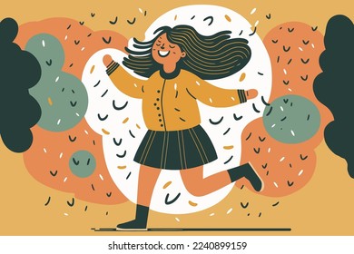 happy smiling woman, in love happy smiling joyful young girl portrait illustration in vector flat color cartoon style