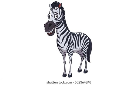 Happy Smiling Zebra  - Cartoon Vector Image