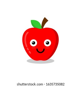 Happy smilling cute apple. Vector modern flat style cartoon character illustration icon design.Isolated on white background. Apple fruit healthy food, good nutrition,vegetarian concept