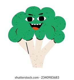 Happy smilling cute broccoli. Vector modern flat style cartoon character illustration icon design. Isolated on white background. Broccoli healthy food, good nutrition,vegetarian concept