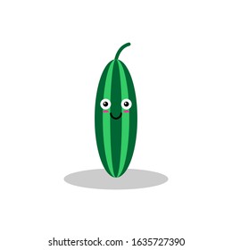 Happy smilling cute cucumber. Vector modern flat style cartoon character illustration icon design.Isolated on white background. Cucumber fruit healthy food,vegetarian concept. EPS 10