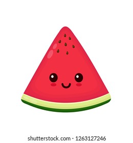 Happy smilling cute watermelon. Vector modern flat style cartoon character illustration icon design.Isolated on white background. Watermelon fruit healthy food, good nutrition,vegetarian concept