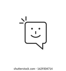 Happy sms icon in flat style. Message speech bubble vector illustration on white isolated background. Envelope business concept.