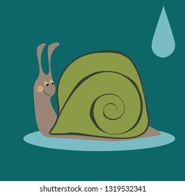 happy snail after a raindrop, vector