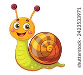 happy snail cartoon on white background