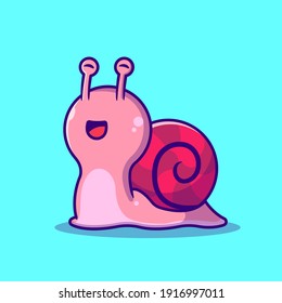 Happy Snail Cartoon Vector Icon Illustration. Animal Nature Icon Concept Isolated Premium Vector. Flat Cartoon Style