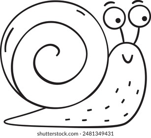 Happy Snail Doodle Vector Illustration