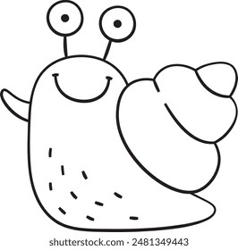 Happy Snail Doodle-Vektorillustration