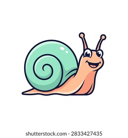 Happy snail with green shell smiling