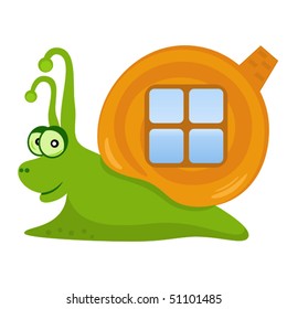 Happy Snail with its home on its back