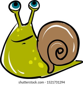 Happy snail, illustration, vector on white background.