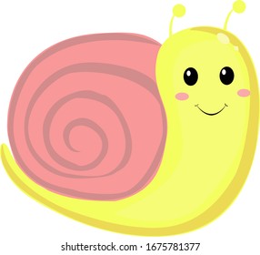 Happy snail, illustration, vector on white background.