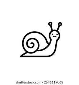 Happy snail line art cute garden animal illustration.