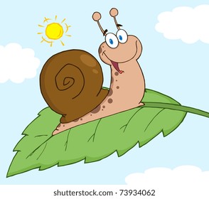 Happy Snail On A Leaf