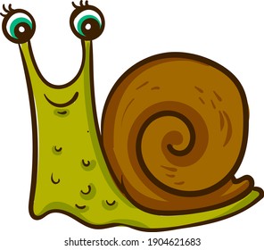 Happy snail vector illustration on a white background.