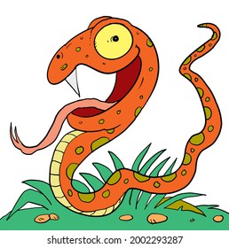 Feliz caricatura de una caminata de serpiente