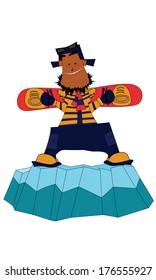Happy snowboarder