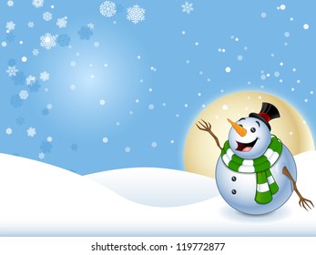 Happy Snowman With Background