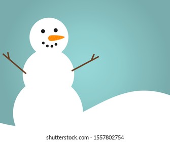 Happy snowman blue winter seasonal background. Vector illustration.