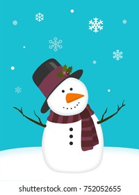 Happy snowman with carrot nose illustration.