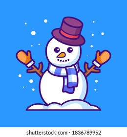 Happy snowman cartoon vector illustration